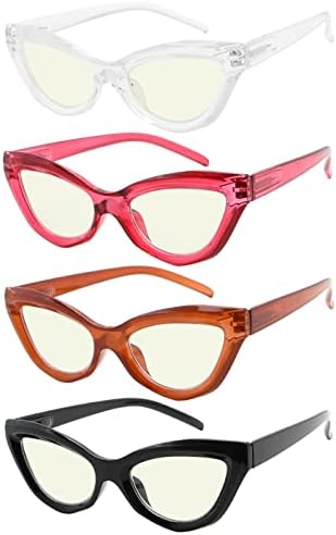 Очила 4-Пакет Очила За Читање Сина Светлина Блокирање Мачка-Око Компјутерски Очила Читателите жени +1.0