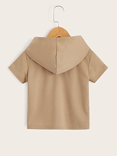 Обичен пулвер за кратки ракави на Шеин Бој, качулка, закрпена маичка со качулка, врвови за кошула со качулка