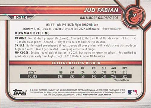 2022 Bowman Draft BD-114 Jud Fabian nm-mt orioles