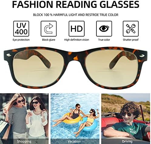 Премиум бифокално читање очила за сонце за жени со жени со 2-пакувања со затемнети читатели на сонце со затемнети леќи UV400