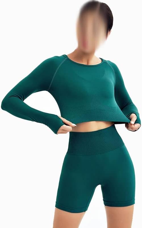 Ccbuy жени Беспрекорна јога Поставете спортска облека за спортска облека со високи хеланки на половината фитнес спортска култура на врвот