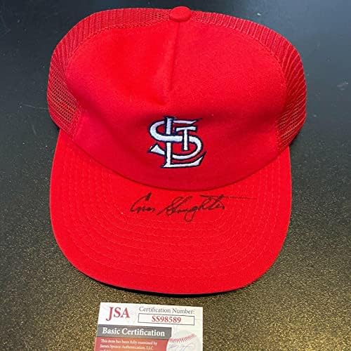 Енос колење потпишан гроздобер Сент Луис кардинали Бејзбол капа JSA COA - Автограмирани капи МЛБ