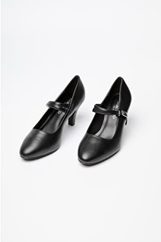 Babyond Ballroom Dance Shoes Womenените - Латинска салса затворена пети од 1920 -тите ретро забава пумпи свадбени потпетици