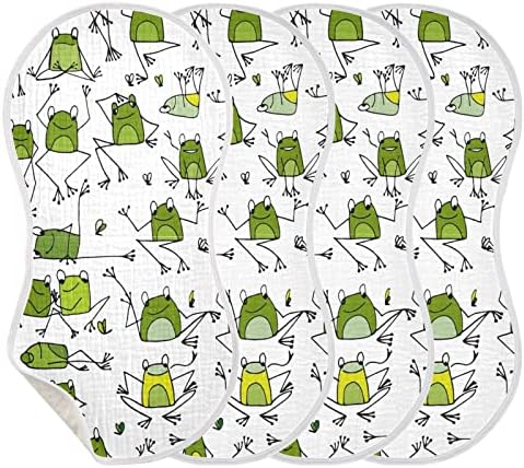Yyzzh Смешна жаба шема на животински скица Муслин плескави крпи за бебе 4 пакувања памучни бебиња за миење садови за момчиња за момче девојче