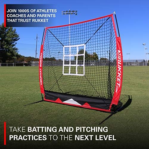 Rukket 5x5 Baseball & Softball Net | Вежбајте да удирате, пукате, капете и фатите | СИДА за обука на опрема за екранот на задниот дел