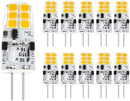 10 парчиња G4 LED Светилки 1.5 W Еквивалентно НА 20w T3 Bi-Pin G4 База Халогена Сијалица, 12v Топла Бела 2700k G4 Сијалица За Пак Светлина,