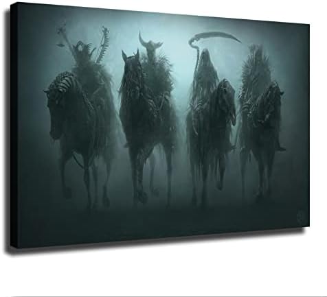 Темни четири коњаници на апокалипсата плака за платно и printидна уметност слика за печатење модерни постери за украси во семејна спална