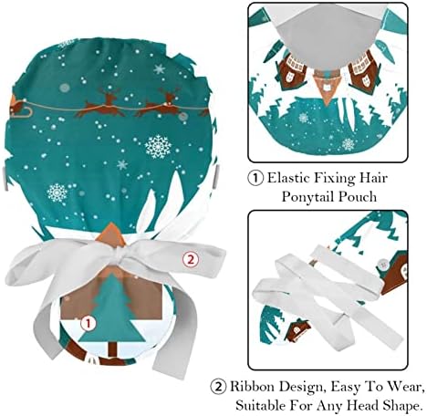 Божиќни елементи чистат капи за жени долга коса, работно капаче со копче и џемпери, унисекс вратоврски на грбот 2 пакувања