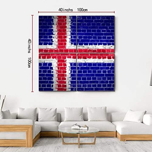 Ерго плус Исланд знаме насликал brickиден wallиден wallид зачудувачка истегната сликарска слика подготвена за виси за домашен декор - совршен