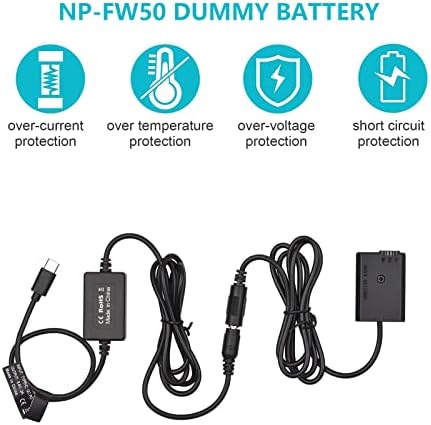 Xixian PD USB Type-C кабел до NP-FW50 Dummy Battery DC Coupler замена за Sony A7S2 A7S A7 II R RII A7M2 A6000 A6300 A6500 A7000