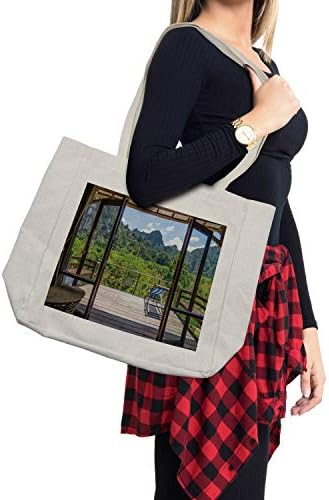 Модерната торба за купување Амбесон, летни вибрации сончев ден во шумски планински цвеќиња Фотографија, еко-пријателска торба за еднократна употреба