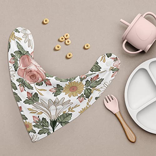 Слатка Jојо дизајнира гроздобер цветни бохо бебе бандана Бибс новороденче за новороденче, хранење розово розово и зелено бело боемско