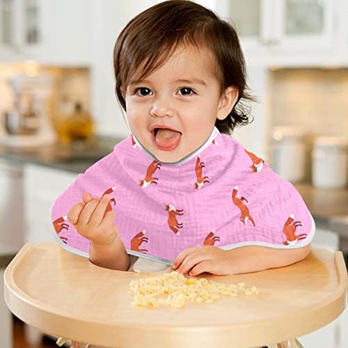 Yyzzh симпатична лисица на лисица на розови муслински крпи за бебе за бебе 2 пакувања памучни бебиња за миење садови за момчиња за