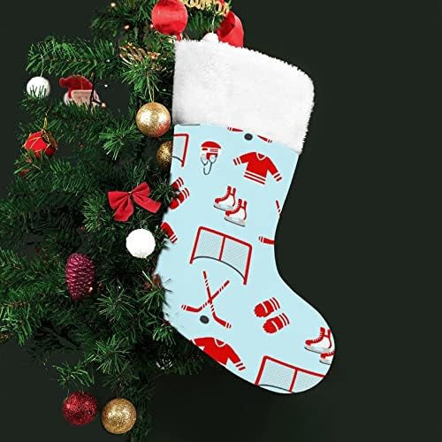 Зимски хокеј на хокеј спорт спортско порибување чорапи со кадифен камин што виси за Божиќно дрво