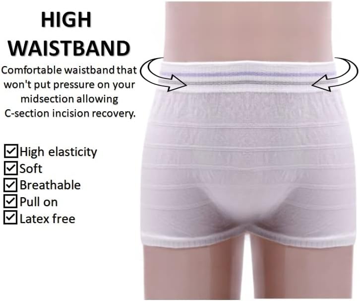 Плетете Мрежести Хируршки Панталони [5 Пакет] Долна Облека За Еднократна употреба За Постпартално, Закрепнување Во Болница, Инконтиненција,