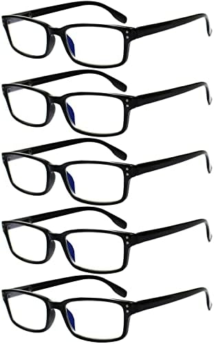 Kerecsen 5 пакувања за читање очила за жени мажи со сина светлина блокирање со читатели на пролетни шарки против очила за компјутерски