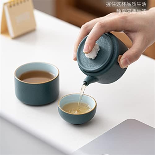 ZSEDP Зелен керамички чај постави преносни отворено чајник чајник кунг фу чај сет за патувања сет чајник чајник