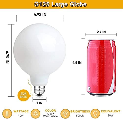 CtrlCV G40 Голем Глобус Сијалица, БИСЕР Стакло LED Светилки, Матирано Стакло LED Сијалица, 10 Вати E26 Стандардна База, 2700k