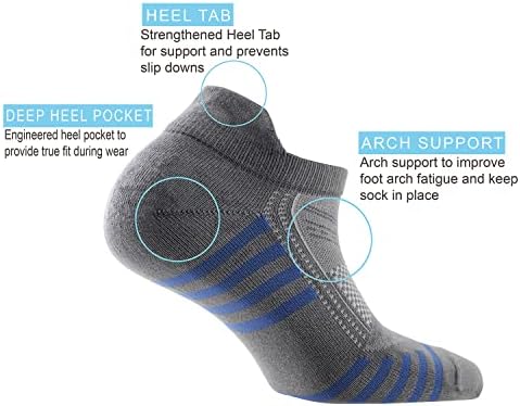 Бамбус женски тенки чорапи на глуждот 6 пара шарени дише абсорбента со ниска атлетска атлетска големина со 7-10