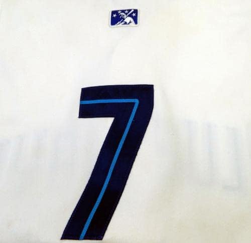 2006 Пуласки Блу aysејс #7 игра користена бела маичка елек 46 DP16773 - Игра користена МЛБ дресови