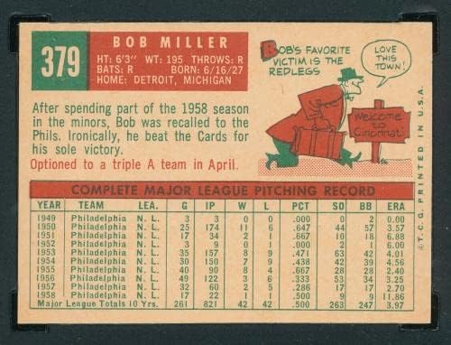 Светла јасен SGC 8,5 nm Mint+ Bob Miller 1959 Topps 379 оценет гроздобер MLB TPHLC - Бејзбол плоча за гроздобер картички