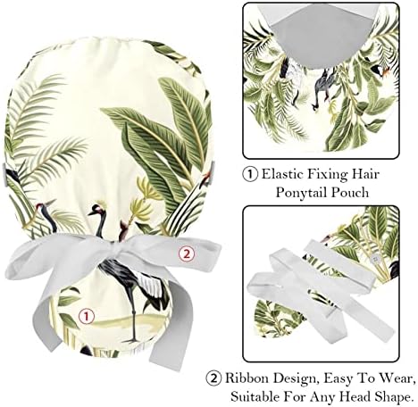 Работно капаче 2 парчиња со копче со лента вратоврски Тропски гроздобер птици за коњчиња од коњчиња за жени за жени
