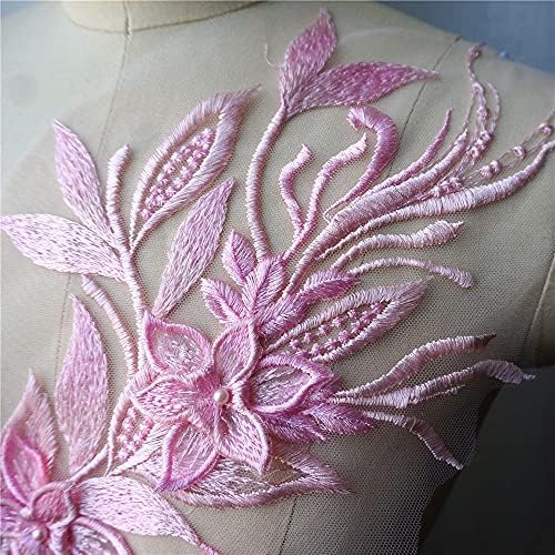 Walnuta Pink 3D цвет со цвеќиња од чипка ткаенина на наметка за наметка на наметка за облик на облик на јака шива лепенка за