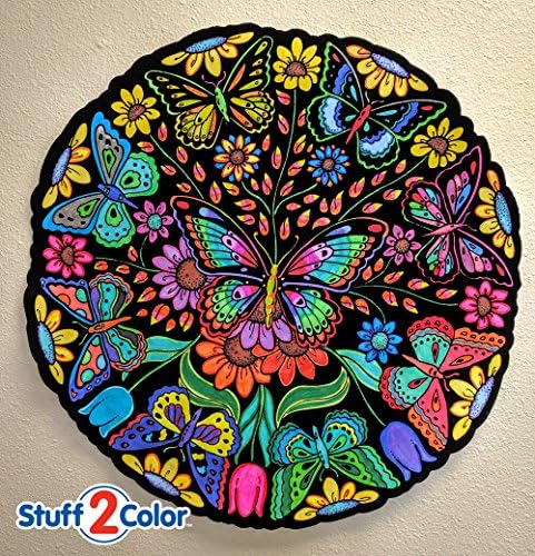Stuff2Color Butterfly Fuzzy Velvet Mandala - 20x20 инчи - постер за боење