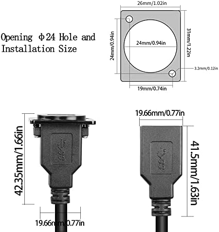Qianrenon USB 3.0 панел адаптер за монтирање 5GBPS USB 3.0 женски до USB3.0 Femaleенски директно преку приклучокот за конектори