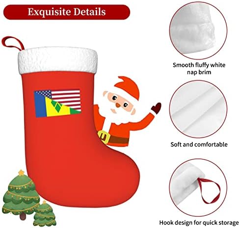 TZT Американско знаме и знаме на Свети Винсент Гренадини Божиќни чорапи, подароци за одмор на Божиќ за украси за семејни празници
