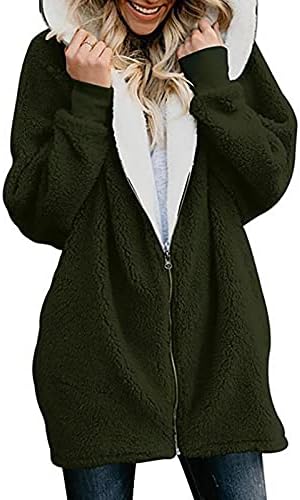 Foviguo женски ров палто, зимска туника за жени отворена предна мода работа со долг ракав лабава туника топол V врат