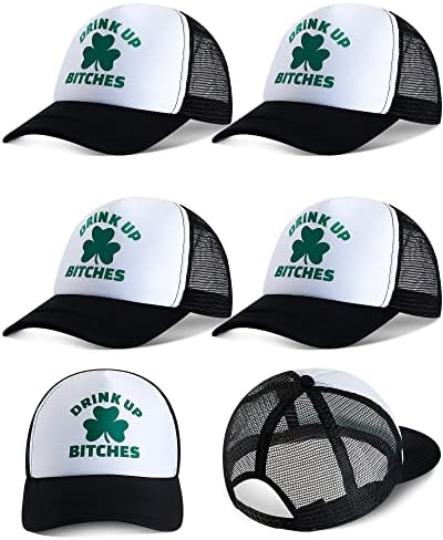 4 компјутери Свети Патрик Камион Хет Шамок Св Патрикс Денска капа за жени мажи кои пијат смешна мрежа бејзбол капа ирска забава