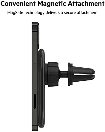 Belkin Magsafe Компатибилен автомобил Телефонски магнетно полнење, држач за воздушен вентил и полнач за iPhone 13,12, Pro, Pro Max,