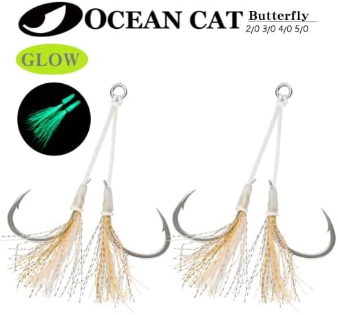 Океанските мачки помагаат куки за пеперутки сјајни свирки бавно брзо паѓање на куки со големина 2/0,3/0,4/0,5/0,6/0