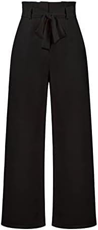 Prdecexlu женски широки панталони за нозе Високи еластични половини со цврста боја деловна работа Панталони со долги панталони со права