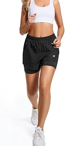 Атлетски еластични еластични шорцеви за атлетска еластична еластична еластична руниг за жени Брзо суво летно салата за вежбање кратки панталони