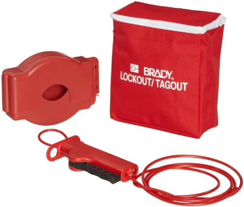 Комплет за торбичка за заклучување на вентилот Брејди порта, вклучува 2 челични катастрофи и 2 ознаки
