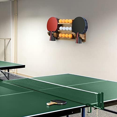 Икл пинг Понг држач за лопатка монтирана табела за складирање на тенис за 6 рекети и 12 топки складирање во просторијата за игри,