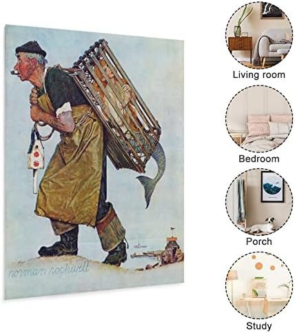 Уметнички постери Норман Роквел Стариот човек сирена корпа естетски постери wallидни уметнички слики платно wallид декор дома украс