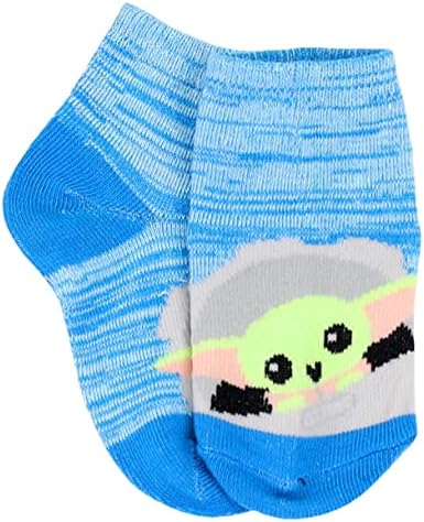 Војна на Starвездите, 5 пакувања на момчето, Мандалоријан бебе Јода, четвртина чорапи, светло сина, 2-4Т