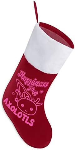 Среќата е Axolotls Божиќно порибување класичен виси украси бела манжетна торба за бонбони за украси за семејни празнични забави