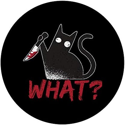 Мачка што? Смешна црна мачка, убиствена мачка со нож Popsockets PopGrip: Заменлива зафат за телефони и таблети
