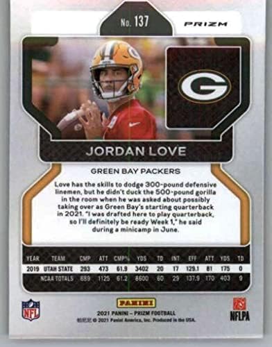 2021 Panini Prizm Prizm Црвен мраз 137 Jordan Love Green Bay Packers NFL Football Trading Card