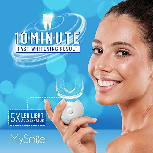 Комплет За Избелување Заби MySmile СО LED Светло, 10 Мин Не-Чувствителен Брз Белење На Заби со 3 Гел За Белење На Заби Карбамид