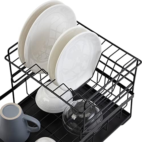 ZyzMH решетката за сушење на садови со дренажа, кујнски лесен дежурен обврзник за прибор за складирање на кујни за дома