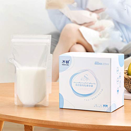 Торба за Складирање Мајчино Млеко ТОЈАНДОНА 50 парчиња Вреќи За Складирање Млеко Отпорни на Истекување 200мл Торба За Доење Јасен