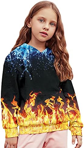 УНИКОМИДЕА Момчиња Девојки 3Д Печатење Пуловер Качулка Деца Маскирани Дуксери со џеб за 6-16Т