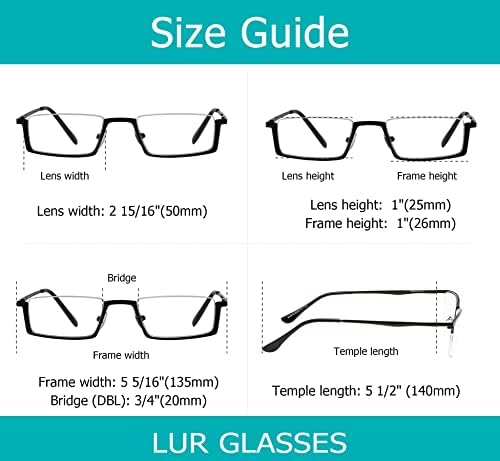 ЛУР 3 Пакувања Полу-раб Метални Очила За Читање + 4 Пакувања Класични Очила За Читање