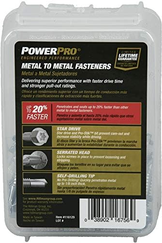PowerPro Premium само-дупчење метални завртки, цинк обложен челик, хексадеци