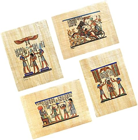 NileCart египетски папирус слики оригинална рака насликана папирус хартија Античка египетска големина 9x13 in. Колекција од 4 листови